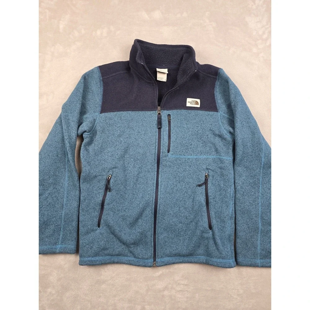 The North Face Full Zip Fleece Jacket Mens Size M Fit S Blue Two Tone Outdoor